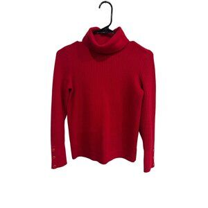 Talbots Red Ribbed Turtleneck Pullover Sweater Sz Small Cozy Knitwear Staple